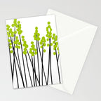 Hello Spring! Green/Black Retro Plants on White #decor #society6 #buyart Stationery Card Gallery Image 2