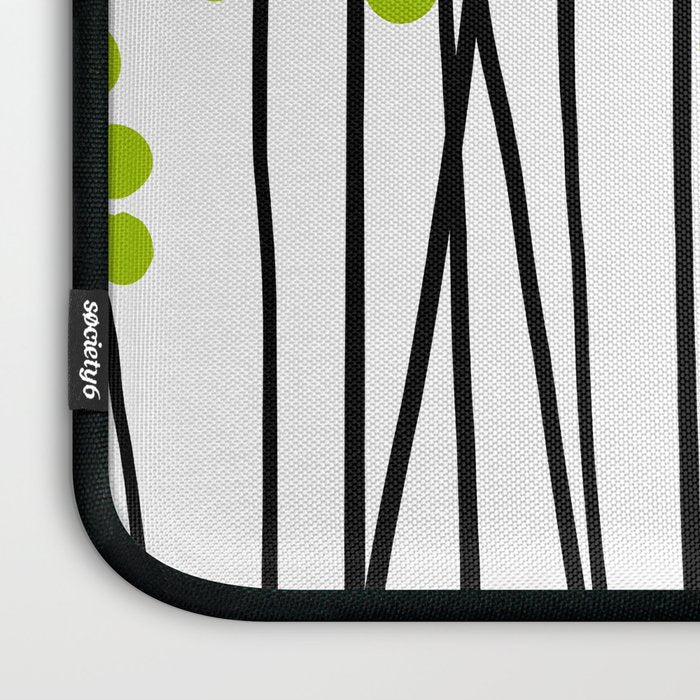 Hello Spring! Green/Black Retro Plants on White #decor #society6 #buyart Laptop Sleeve Gallery Image 3