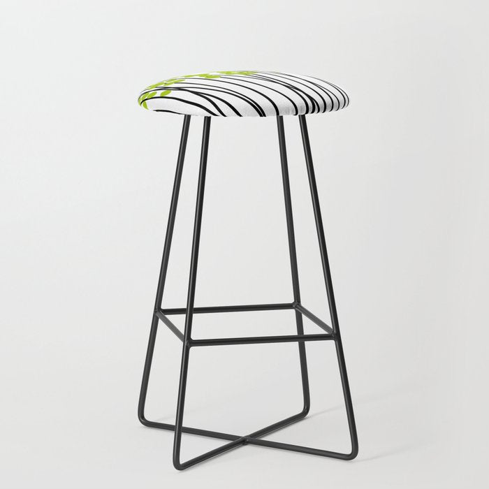 Hello Spring! Green/Black Retro Plants on White #decor #society6 #buyart Stool Gallery Image 1