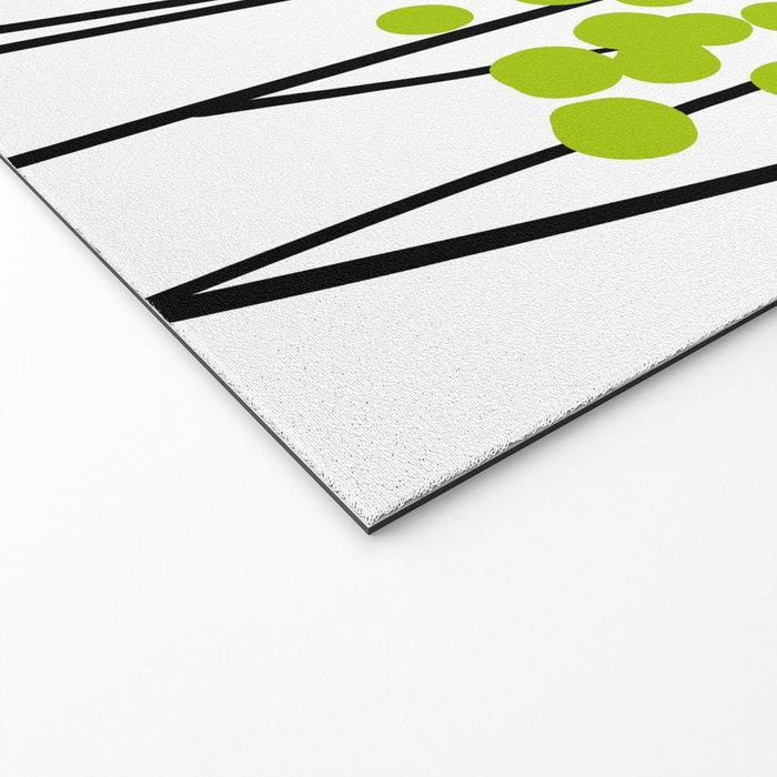 Hello Spring! Green/Black Retro Plants on White #decor #society6 #buyart Welcome Mat Gallery Image 2
