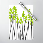 Hello Spring! Green/Black Retro Plants on White #decor #society6 #buyart Wrapping Paper Gallery Image 1