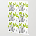 Hello Spring! Green/Black Retro Plants on White #decor #society6 #buyart Wallpaper Gallery Image 2