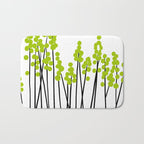 Hello Spring! Green/Black Retro Plants on White #decor #society6 #buyart Bath Mat Gallery Image 1
