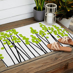 Hello Spring! Green/Black Retro Plants on White #decor #society6 #buyart Outdoor Rug Gallery Image 2