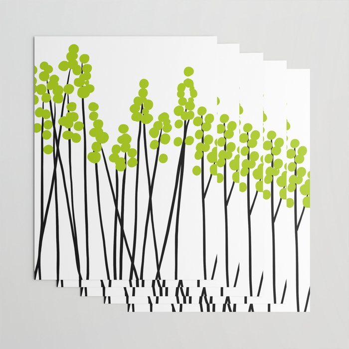 Hello Spring! Green/Black Retro Plants on White #decor #society6 #buyart Wrapping Paper Gallery Image 3