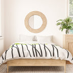 Hello Spring! Green/Black Retro Plants on White #decor #society6 #buyart Duvet Cover Gallery Image 3