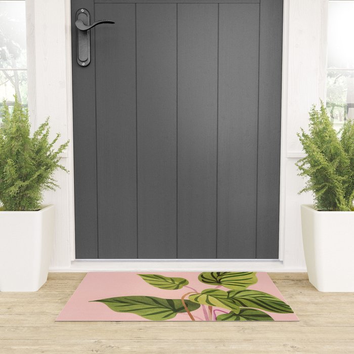 Upstart Pink and Green Houseplant Welcome Mat Gallery Image 3