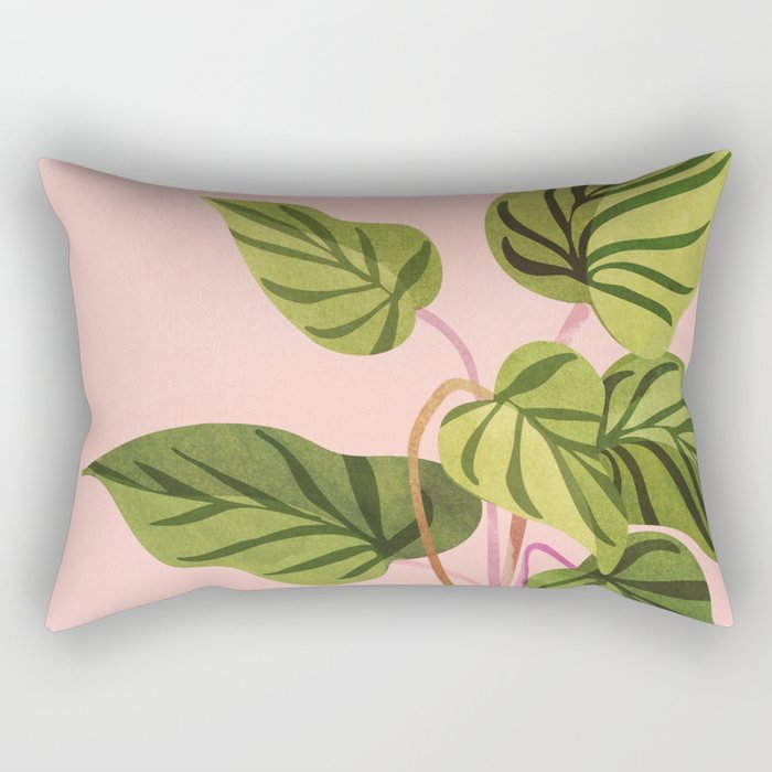Upstart Pink and Green Houseplant Rectangular Pillow Gallery Image 1