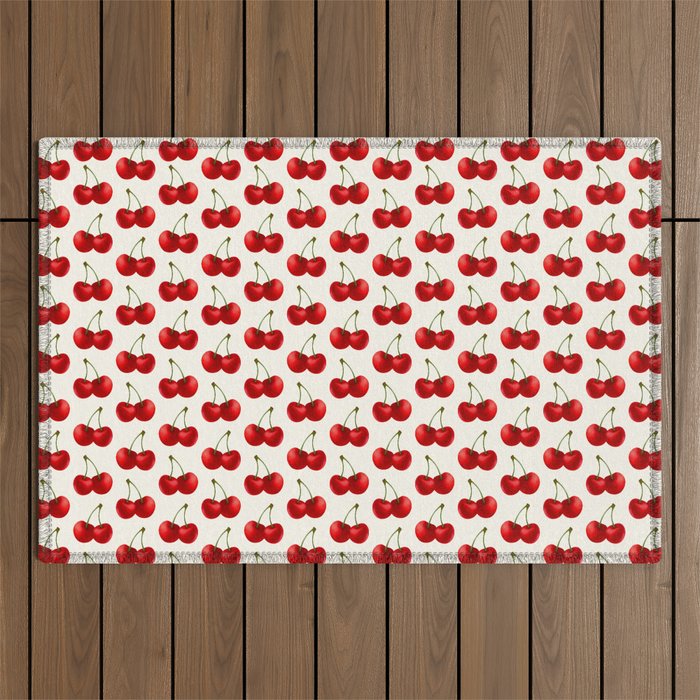 Y2K Cherries - Creme Pattern Large Outdoor Rug Gallery Image 1