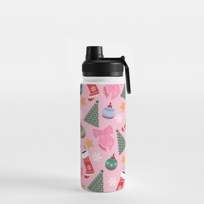 Cute Christmas Pink Water Bottle Gallery Image 2