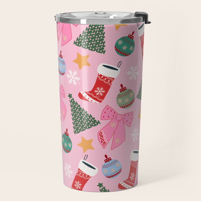 Cute Christmas Pink Travel Mug Gallery Image 2