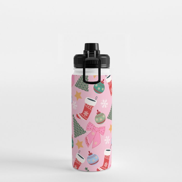 Cute Christmas Pink Water Bottle Gallery Image 2