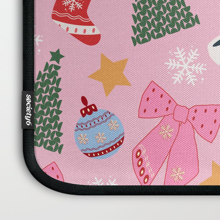 Cute Christmas Pink Laptop Sleeve Gallery Image 3