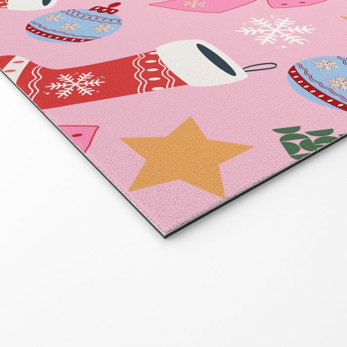 Cute Christmas Pink Welcome Mat Gallery Image 2