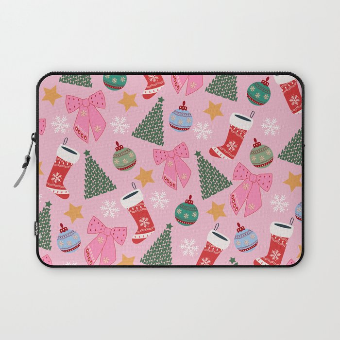 Cute Christmas Pink Laptop Sleeve Gallery Image 1