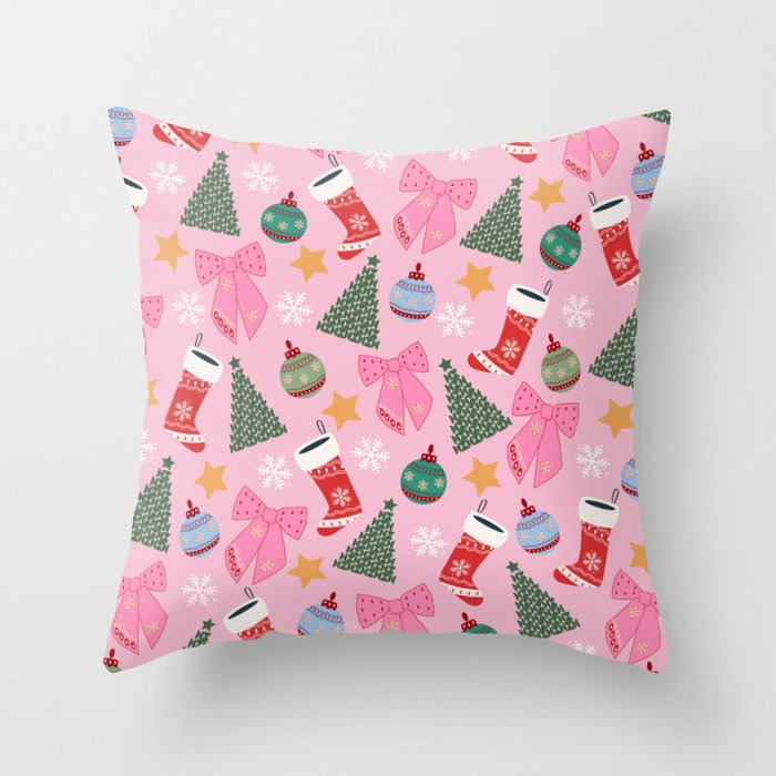 Cute Christmas Pink Throw Pillow Gallery Image 6