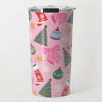Cute Christmas Pink Travel Mug Gallery Image 1