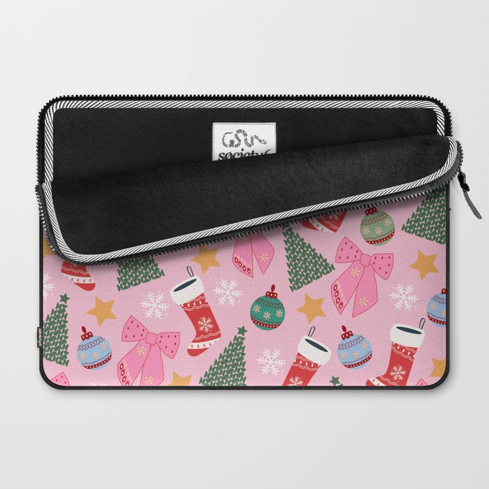 Cute Christmas Pink Laptop Sleeve Gallery Image 2