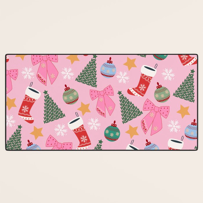 Cute Christmas Pink Desk Mat Gallery Image 3