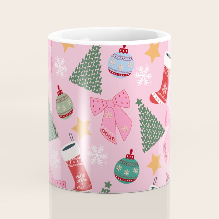 Cute Christmas Pink Coffee Mug Gallery Image 4