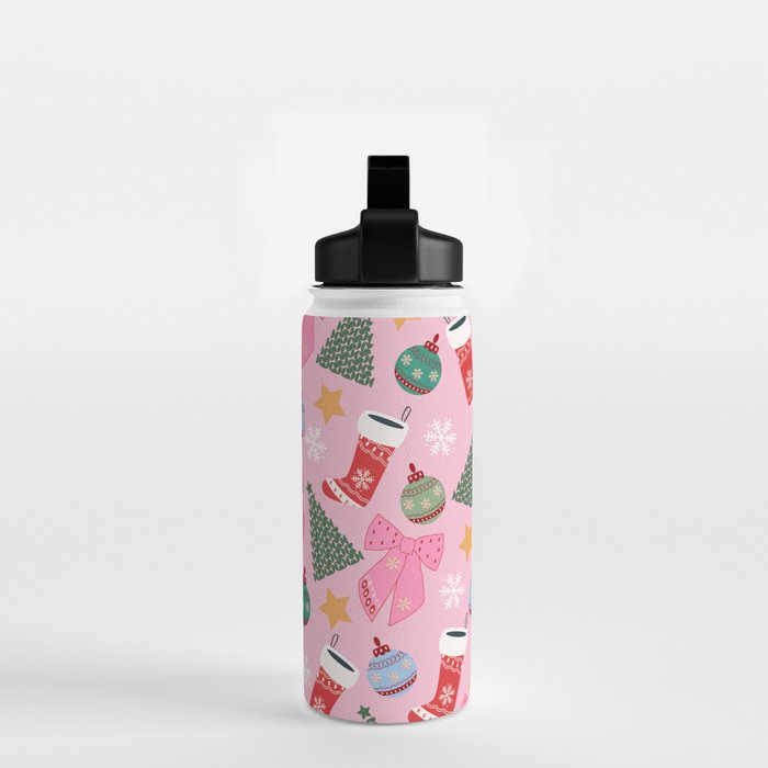 Cute Christmas Pink Water Bottle Gallery Image 2