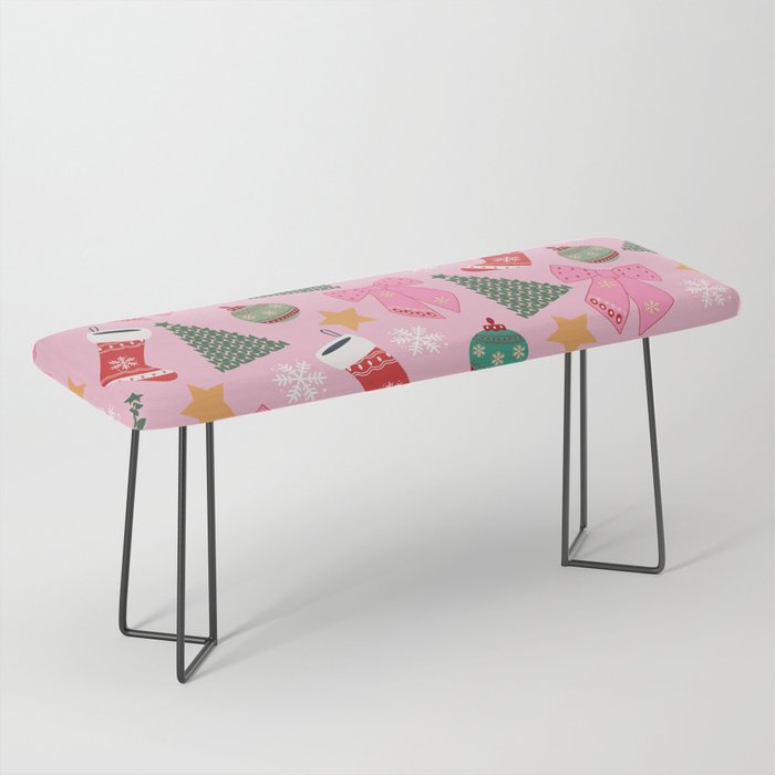 Cute Christmas Pink Bench Gallery Image 1