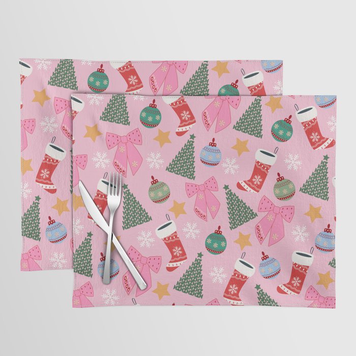 Cute Christmas Pink Placemat Gallery Image 1