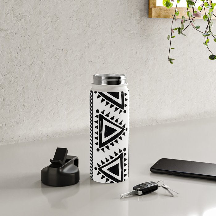 Tribal black and white Water Bottle Gallery Image 5