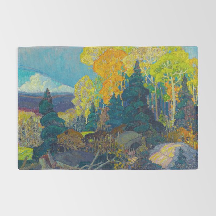 Canadian Landscape Franklin Carmichael Art Nouveau Post-Impressionism Autumn Hillside Rug Gallery Image 2