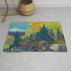 Canadian Landscape Franklin Carmichael Art Nouveau Post-Impressionism Autumn Hillside Rug Gallery Image 1