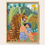 Awaken The Tiger Within Illustration, Wildlife Nature Wall Decor, Jungle Human Nature Connection Serving Tray Gallery Image 1