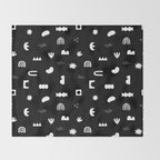 Black and white abstract organic shape pattern Throw Blanket Gallery Image 2