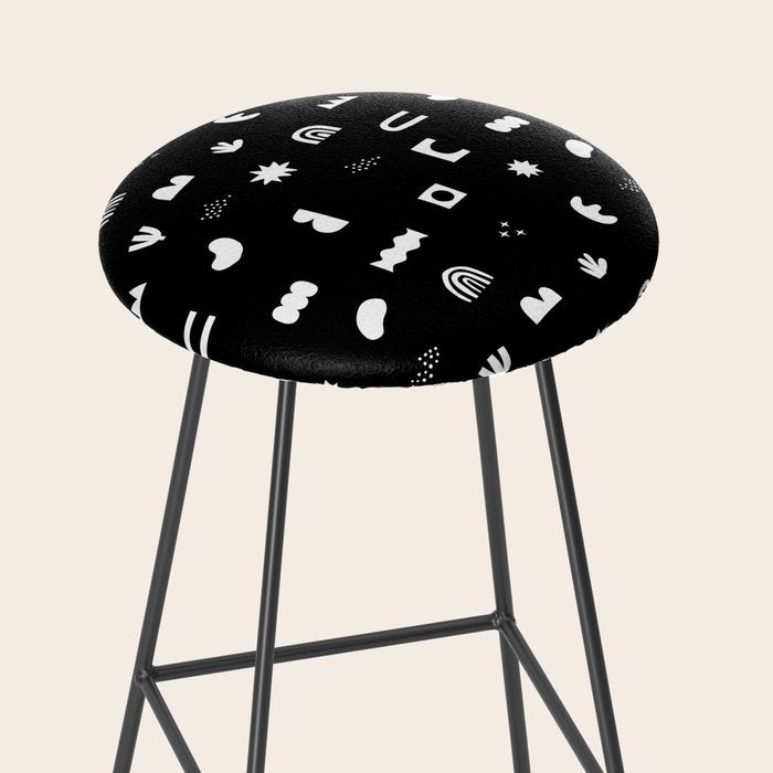 Black and white abstract organic shape pattern Stool Gallery Image 2