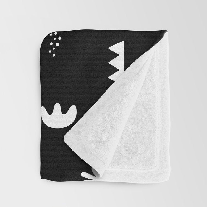 Black and white abstract organic shape pattern Throw Blanket Gallery Image 3