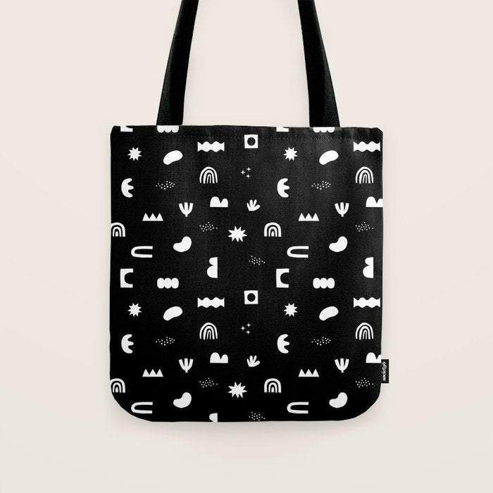 Black and white abstract organic shape pattern Tote Bag Gallery Image 1
