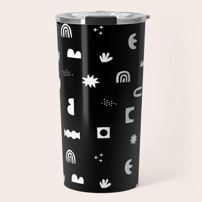 Black and white abstract organic shape pattern Travel Mug Gallery Image 1