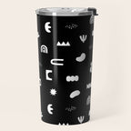 Black and white abstract organic shape pattern Travel Mug Gallery Image 2