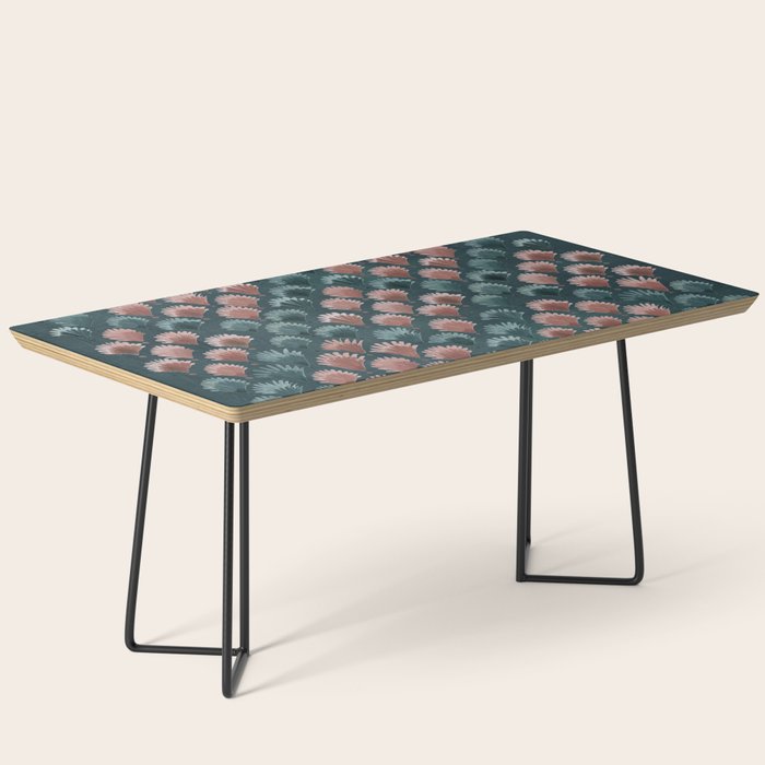 Art Deco scallops Watercolour palmtrees - teal pink Coffee Table Gallery Image 1