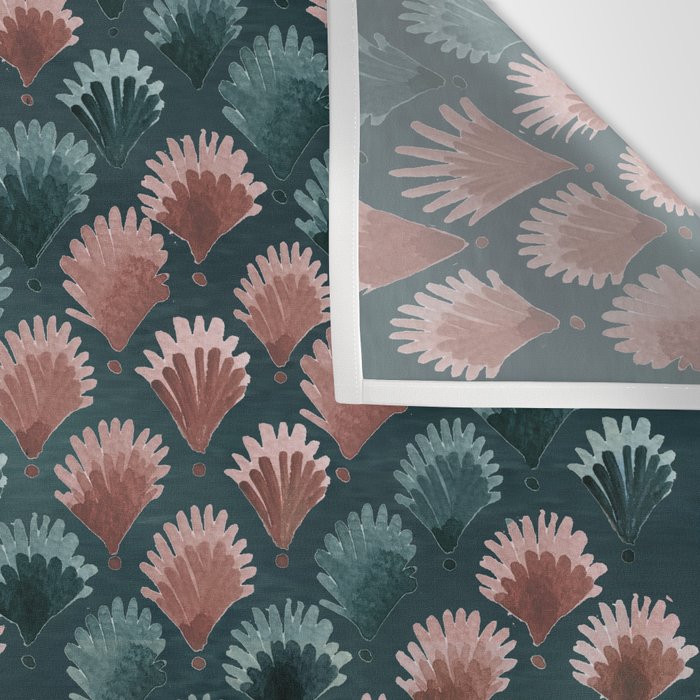 Art Deco scallops Watercolour palmtrees - teal pink Wall Tapestry Gallery Image 3