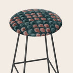 Art Deco scallops Watercolour palmtrees - teal pink Stool Gallery Image 2