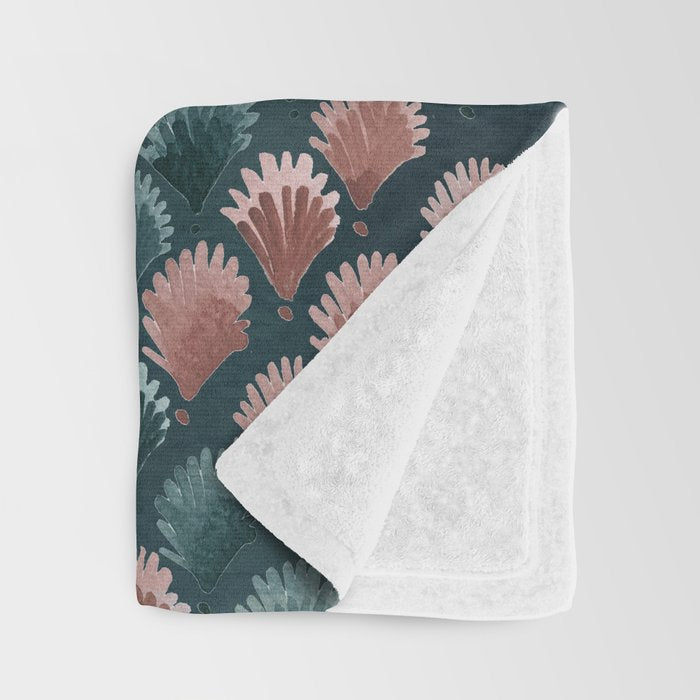 Art Deco scallops Watercolour palmtrees - teal pink Throw Blanket Gallery Image 3