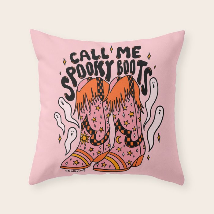 Spooky Boots Throw Pillow Gallery Image 1