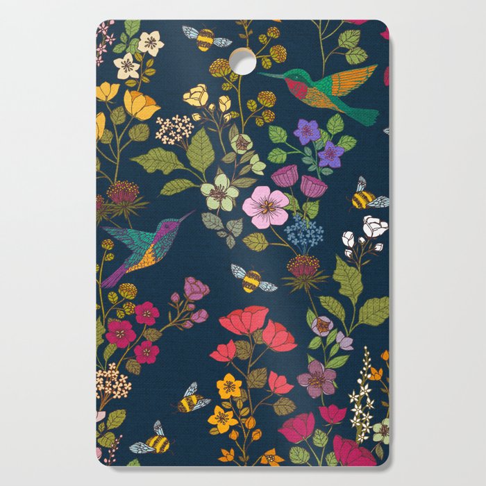 Hummingbirds and Bees {Deep Blue} Cutting Board Gallery Image 1