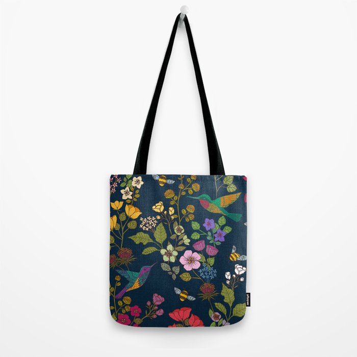Hummingbirds and Bees {Deep Blue} Tote Bag Gallery Image 2