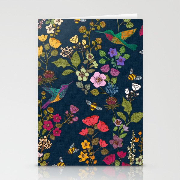Hummingbirds and Bees {Deep Blue} Stationery Card Gallery Image 2