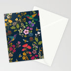Hummingbirds and Bees {Deep Blue} Stationery Card Gallery Image 2