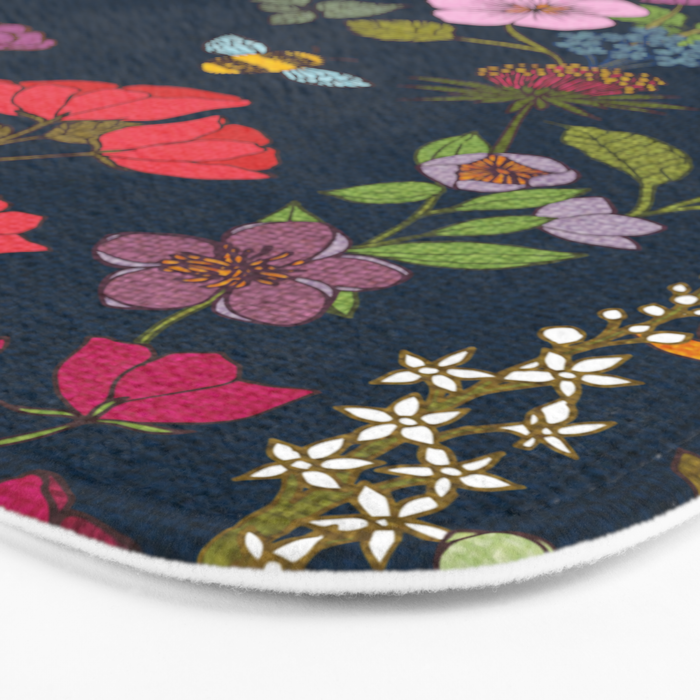 Hummingbirds and Bees {Deep Blue} Bath Mat Gallery Image 3