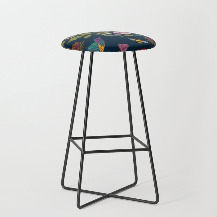 Hummingbirds and Bees {Deep Blue} Stool Gallery Image 1