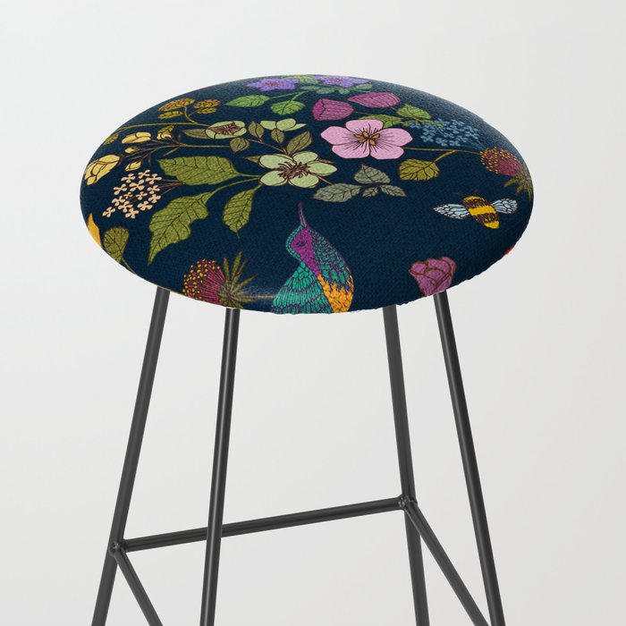 Hummingbirds and Bees {Deep Blue} Stool Gallery Image 2