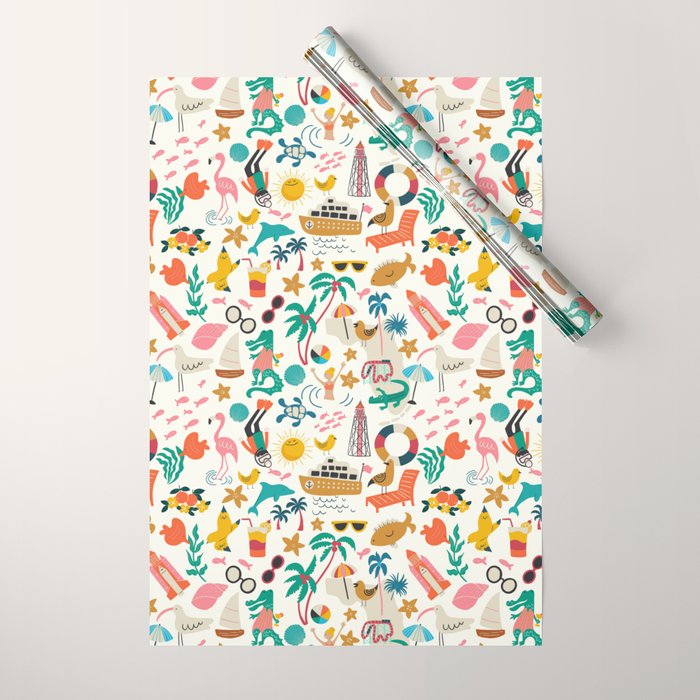 Florida State Beach Map Wrapping Paper Gallery Image 1